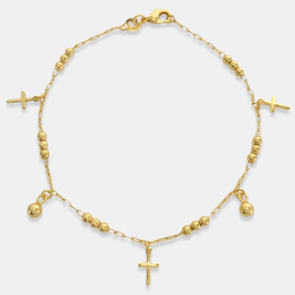 NEW 14K Gold Filled Cross Ankle Bracelet Anklet - Picture 1 of 4